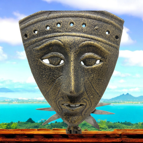 Lot 2 x Vintage 1990’s Pier 1 Metal Candle Holders Table African Tribal Masks - Picture 2 of 9